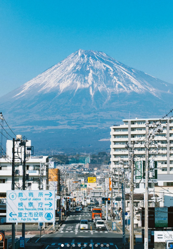Mount Fuji captured within the city